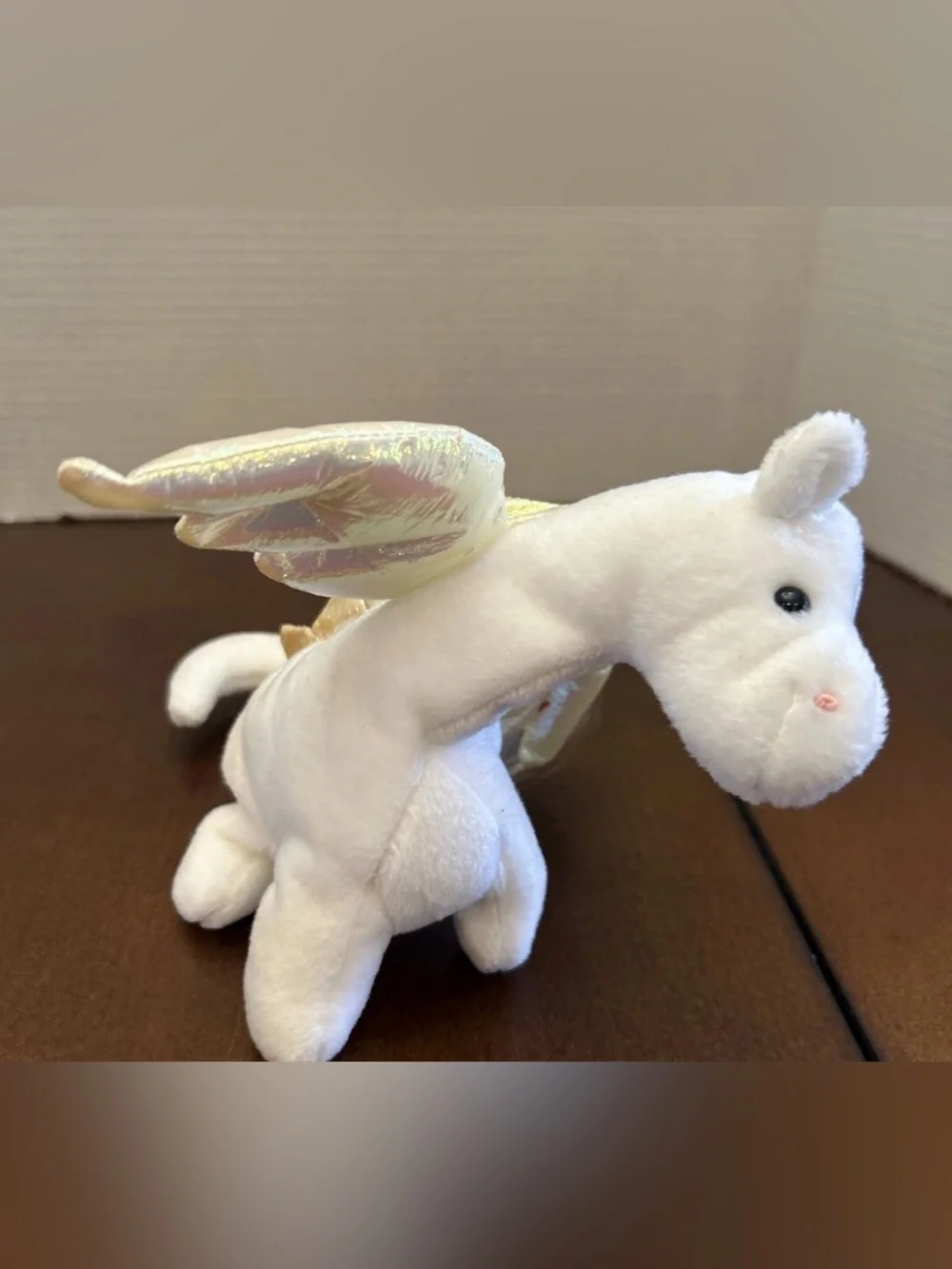 Vintage Ty Beanie Baby - Magic the White Dragon with Iridescent Wings (1995)⁠